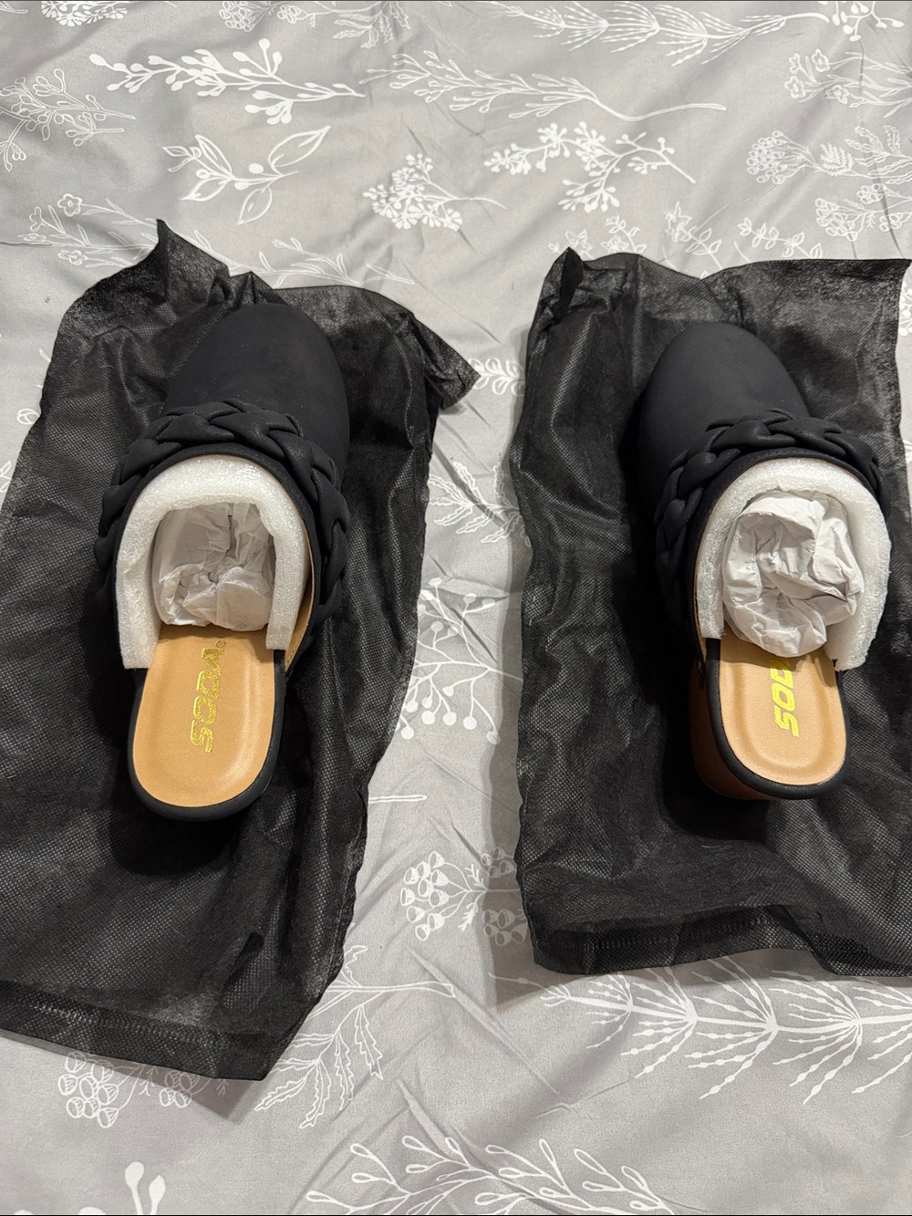 Soda Black Braided Slip-On Mules
